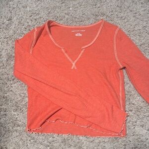 Waffle Knit Coral Pink/Orange long sleeve